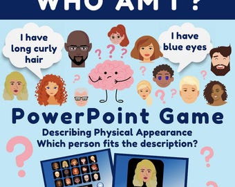 Wer bin ich? – Körperliches Aussehen Tippspiel | Bearbeitbar ESL Power Point Aktivität