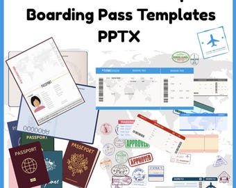Bearbeitbarer Studentenpass und Bordkartenvorlage.  Power Point ESL & Geographie PPTX