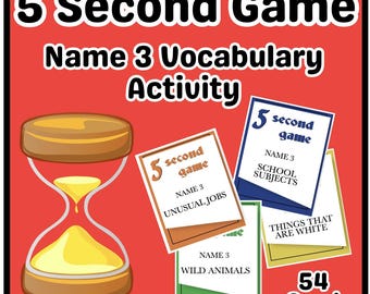 5 Sekunden Spiel - Name 3 Vokabel Aktivität | No-Prep ESL, ELL, | Eisbrecher