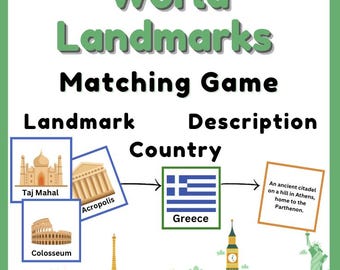 Sehenswürdigkeiten auf der ganzen Welt | Kulturelles Memory-Spiel | Berühmte Sehenswürdigkeiten l Printable