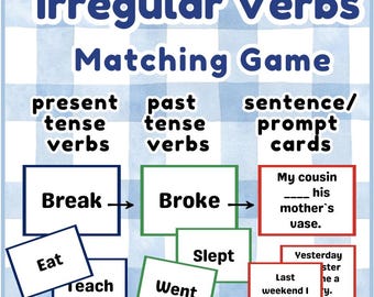 Unregelmäßige Verben Passende Spielkarten l Past Simple Tense Aktivität l Printable