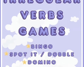 Unregelmäßige Verben ESL Spiele Bündel: Bingo, Dobble, Domino, Kriegsschiff