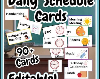 EDITIERBARE Tägliche Stundenplankarten für das visuelle Klassenzimmer | 90+ Karten | Klassenzimmer Dekor