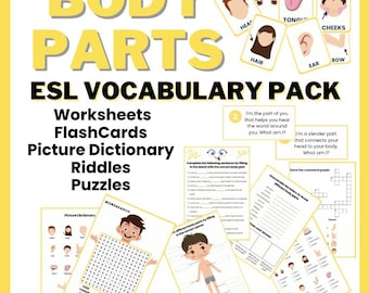 Körperteile Vokabelpaket | Spiele & Aktivitäten | ESL ELL Aktivität l Printable