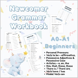 Beginner ESL Grammar Pack | Worksheets for A0–A1 Newcomer Students l Printable