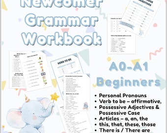 Anfänger ESL Grammatik Paket | Arbeitsblätter für A0–A1 Anfänger Schüler l Printable