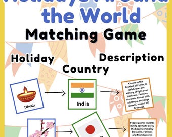 Urlaub auf der ganzen Welt Memory-Spiel: Kulturelles Lernen l Printable