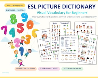 ESL Picture Dictionary for Beginners, A0-A1 Newcomer Visual Vocabulary Printable