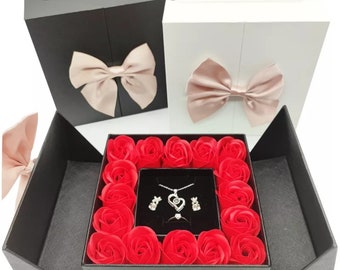 ROSE SPACE Black Gift Box Event Party Favors Wedding Birthday Rose Flower Christmas Valentine's Day Mothers Day Girl Gifts