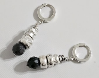 Handmade Silver Charm Earrings | Indian Agate Gemstone Earrings