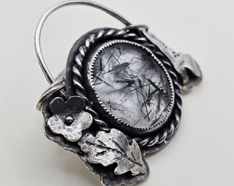 handcrafted Turmalinated Quartz | Oxidized Sterling Silver | Handmade Necklace