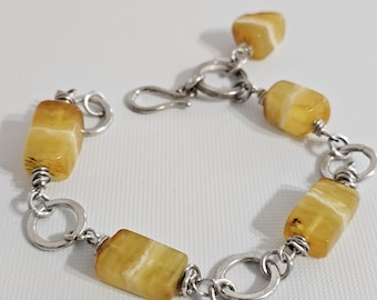 Sterling Silver and Baltic Amber Bracelet