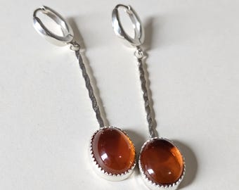 Transparent Baltic Amber Earrings | Handmade Silver Wire Twist | Lightweight Dangle Earrings by The Crystal Tale