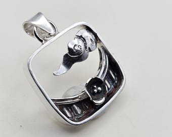 Korean Jewelry, Hanok Inspired Necklace, Roof Tile Design, Cloud Motif, K-Culture Handmade Sterling Piece