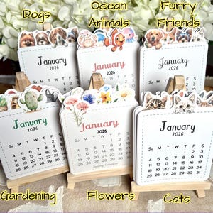 2026 Mini Desk Calendar: Cats, Dogs, Garden, Ocean, Flowers