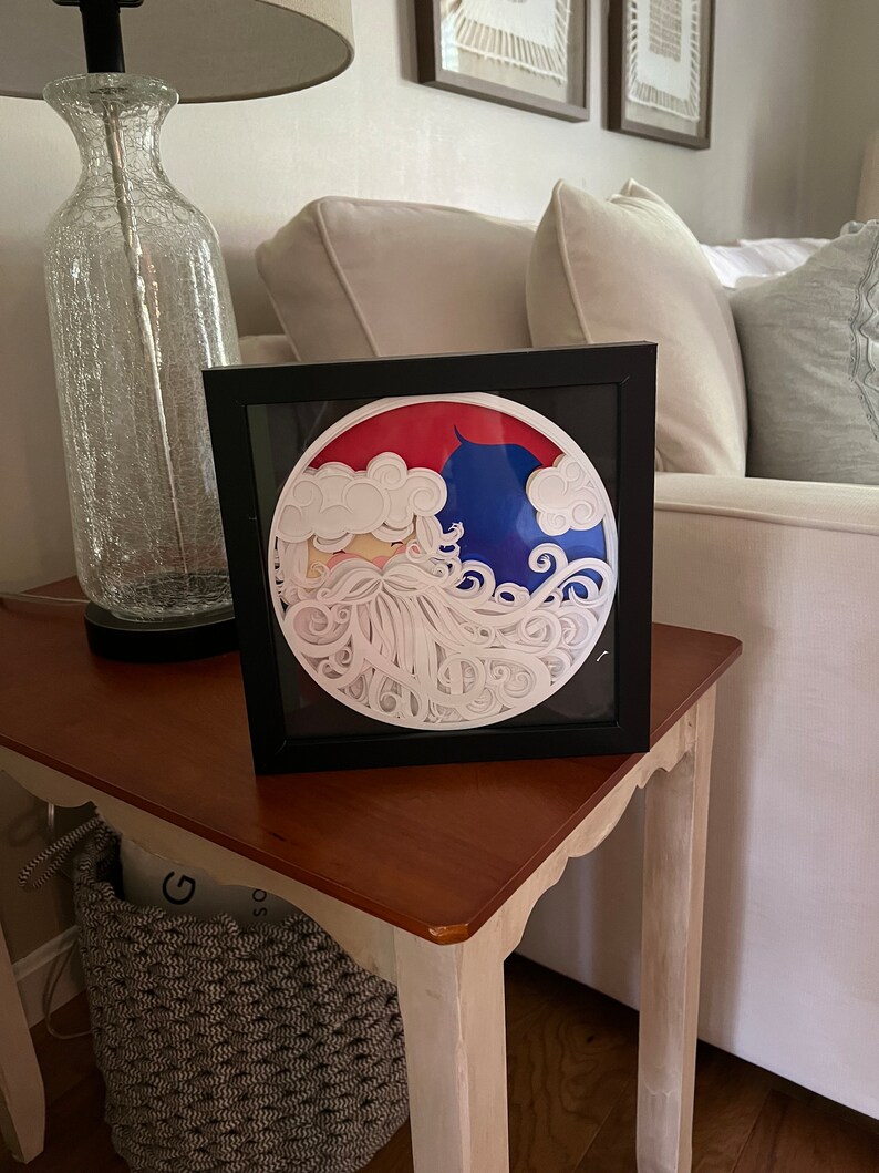 LIGHTED SHADOW BOX, Santa Shadow Box, Light Box With Fairy Lights