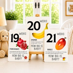 Pregnancy Milestone COUNTDOWN Cards: Weekly Baby Bump Tracker with Easel