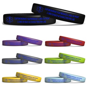 Emergency ID Bracelet - ID Wristbands - Customized Bands - Personalized id - Alert ID Bracelets - Silicone Band - Choose Your Color!