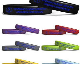 Custom Emergency Medical ID Bracelet - Personalized Alert Wristbands, Silicone Options Available