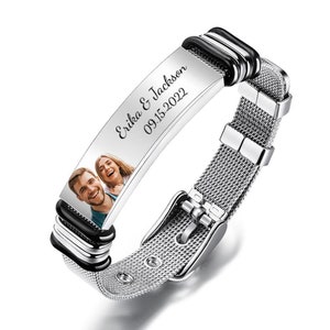 Custom Engraved Men&#39;s Stainless Steel Bracelet - ID bracelet - Medical Alert Bracelet - Personalized Jewelry - Emergency Contact Bracelet