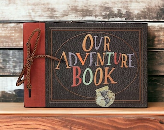 Our Adventure Book - Handmade DIY Family Scrapbook - Wedding Photo Album - Retro Travel Memory Book with Blank Paper 40 Pages - Scrapbook