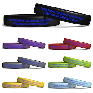 Personalized Stretch Silicone Alert ID Bracelet, 13mm wide, 3 Sizes for Men, Women and Children.  Includes Customization and Color Fill!