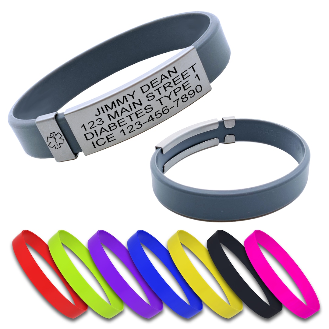Medical Alert Bracelet ID Bracelet Silicone Medical Alert Bracelet