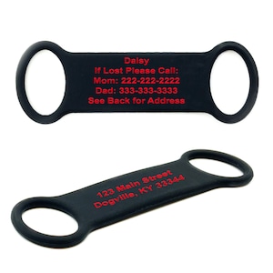 Custom Engraved Silicone Pet ID Tags, Quiet Slide-On Rubber Dog Tag, Personalized Cat Name Tag