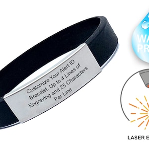 Emergency Medical Alert Bands - Medical ID Bracelets - Medical Alert Wristband -  Medical Bracelet for Men - Medical Bracelet for Women