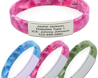 Medical Alert Rubber Bracelet - Free Custom Personalized Engraving Jewelry - Custom Medical Alert Bracelet for Men Women - Waterproof