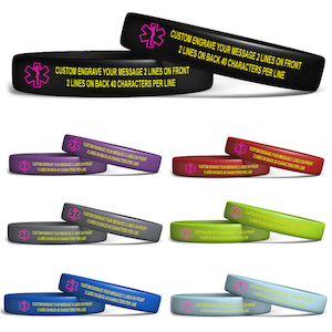 Custom Engraved Silicone Medical Alert Bracelet - Perfect for Allergies & Medical Conditions