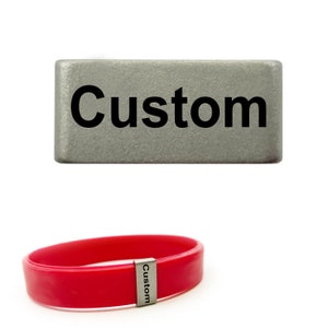 Stainless Steel Customized Badge for 1/2 Inch Silicone ID Bracelet - Medical Alert - Hiking - Biking -   Heart Charm - Custom Engraved