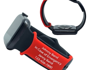 Customized Vital Bracelet Alert ID Tag for Watchbands - Hypoallergenic Silicone -  Won't Chip, Fade, or Wash Away - Durable and Long Lasting