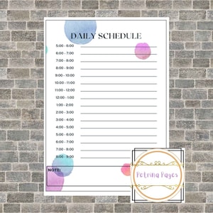 Printable A4 PDF - Daily Schedule