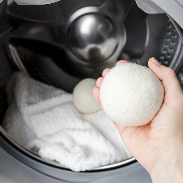 Set of 3: 100% Natural Wool Dryer Balls and reusable muslin bag