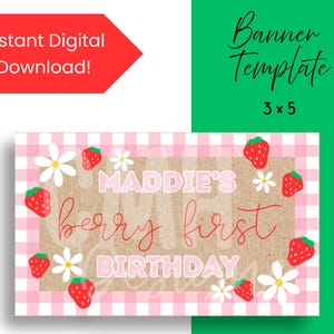 Berry First Birthday Banner Template