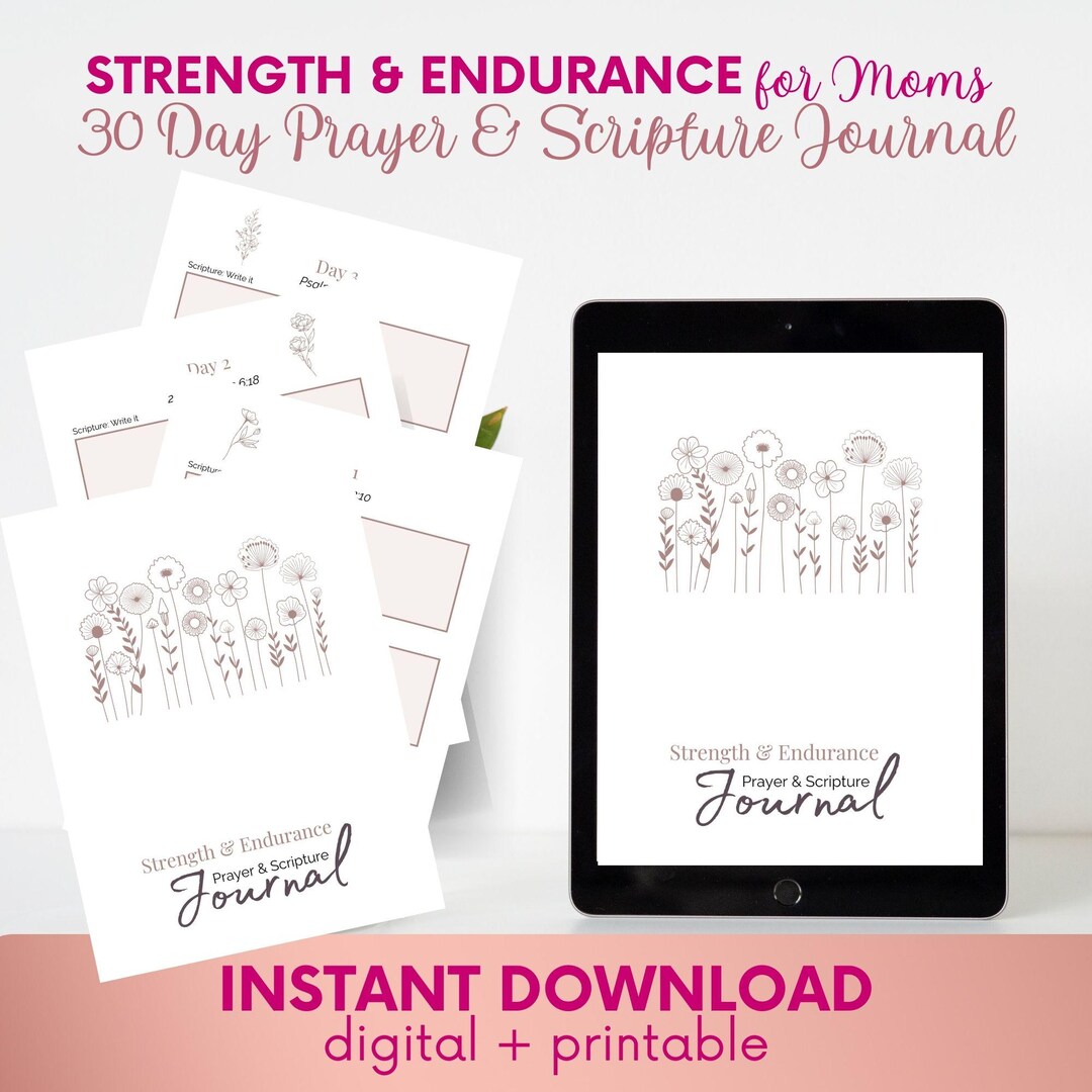 30 Day Strength & Endurance Prayer Journal Prompts | Minimalist Floral ...