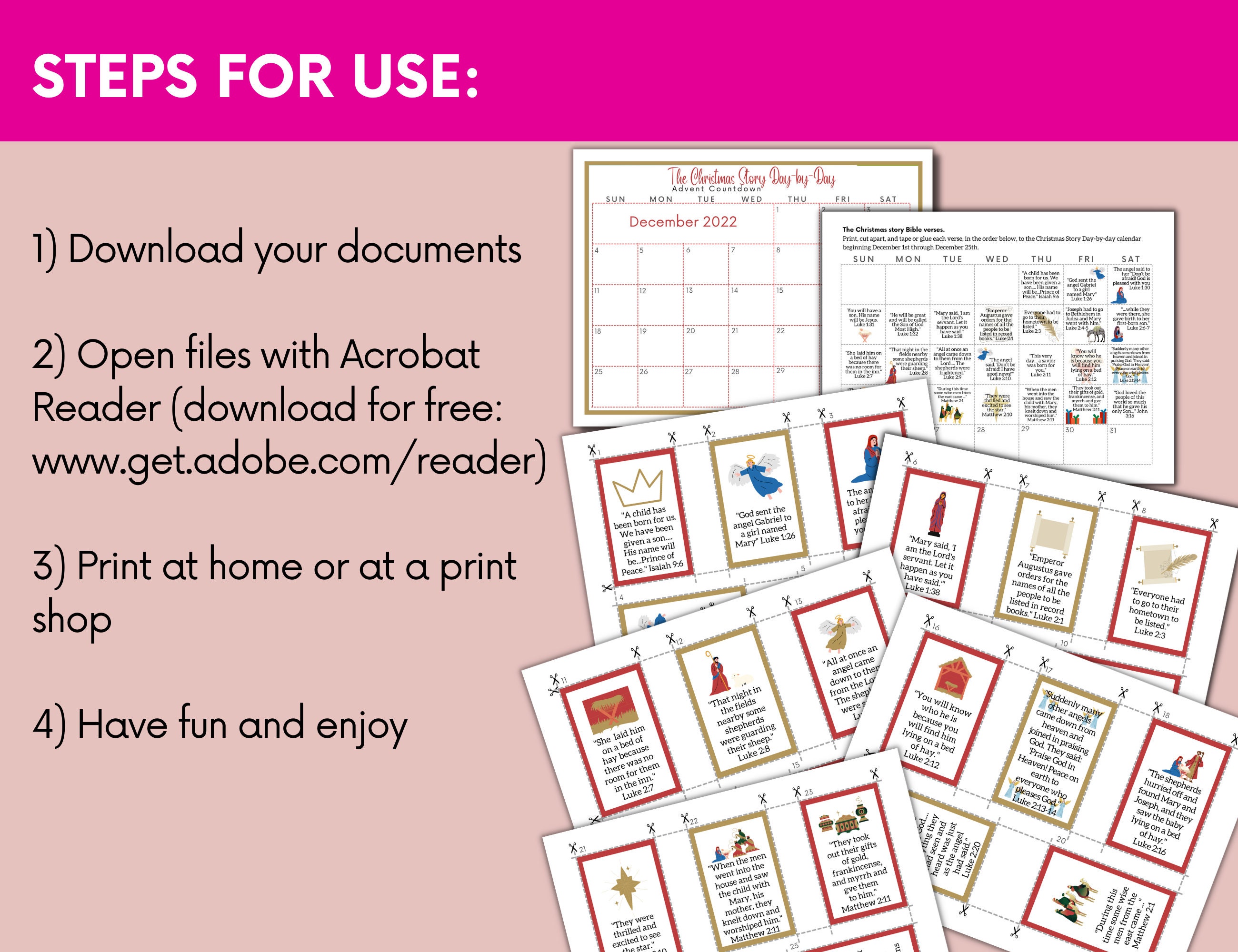 Printable Advent Calendar With Bible Verses and Scripture - Etsy