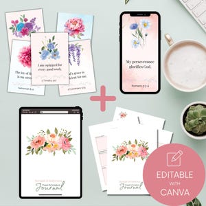 Bearbeitbare Canva-Vorlagen | Affirmation Phone Wallpaper Bilder | Personalisierte Schriftkarten zum Ausdrucken | Kundenspezifisches Gebet & Bibel-Vers-Tagebuch
