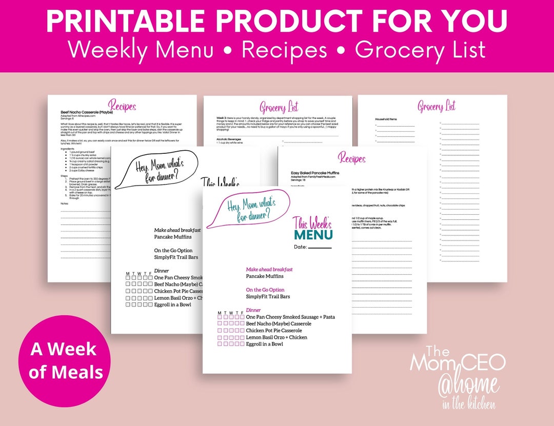 Done for You Family Friendly Weekly Meal Plan Recipes Grocery List ...