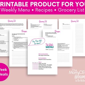 Done For You Family Friendly Weekly Meal Plan Recipes Grocery List | Seven Day Menu & Shopping List | Make Ahead Breakfast | Dinner Ideas