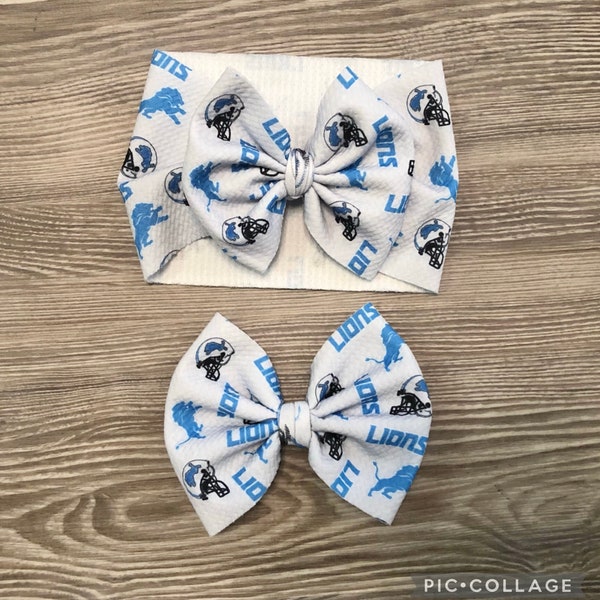 Detroit Lions Baby Headwrap- Football Bow