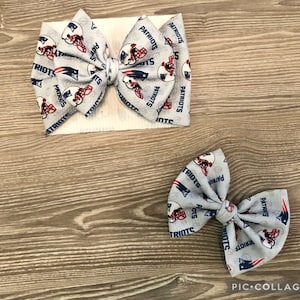 New England Patriots Baby Headwrap- Football Bows