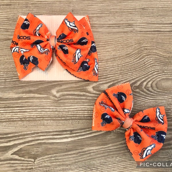 Orange Denver Broncos Football Baby Headwrap- Football Bow