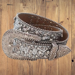Silver Rhinestone Western Belt for girls, Cowgirl Western Belts, Kids Sparkly Belts, Girls Glitter Belts