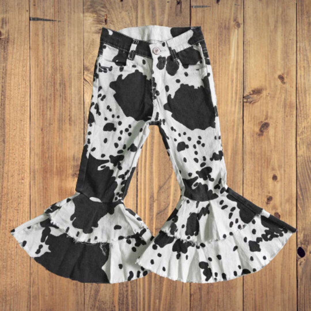 Cow Print Flare Pants-Cow Print