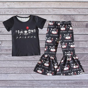 Black Set FRIENDS  Halloween Girl Boutique Outfit, Halloween Baby Girl