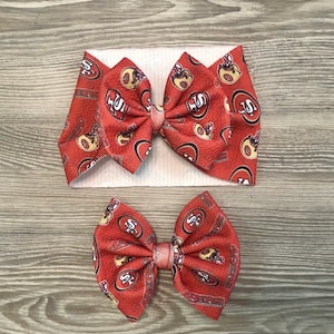 Red San Fran 49ers Football Baby Headwrap- Football Bow