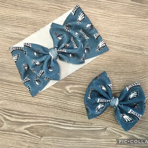 Green black and white eagle Football Baby Headwrap- Football Bow