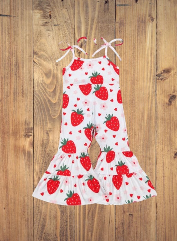 Strawberry Romper Jumpsuit, Girl Boutique Outfit